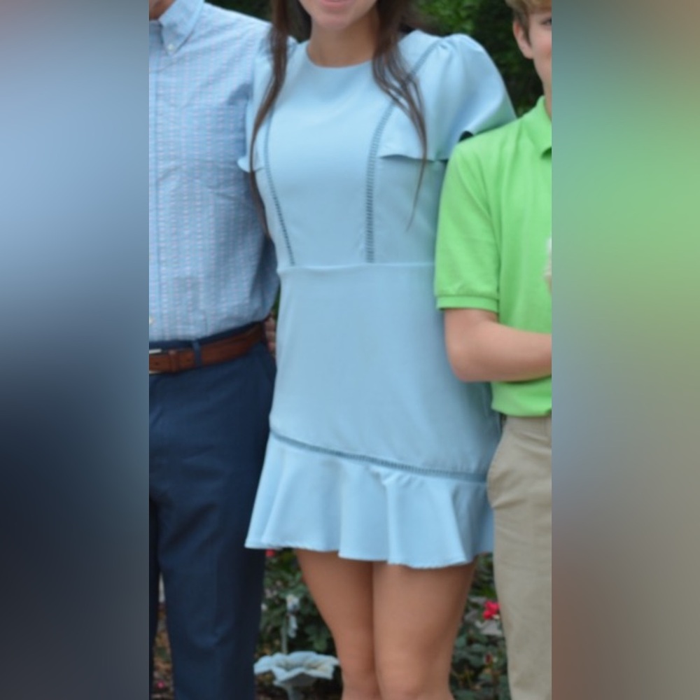 TCEC Light Blue Ruffle Mini Dress